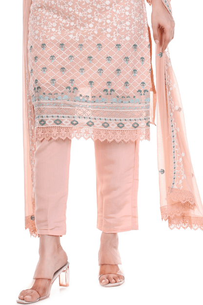 Georgette thread embroidered with tesells straight suit