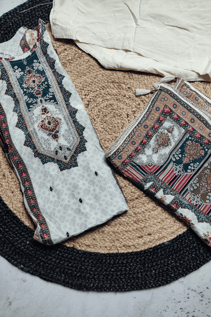 Multicolor printed crepe suit