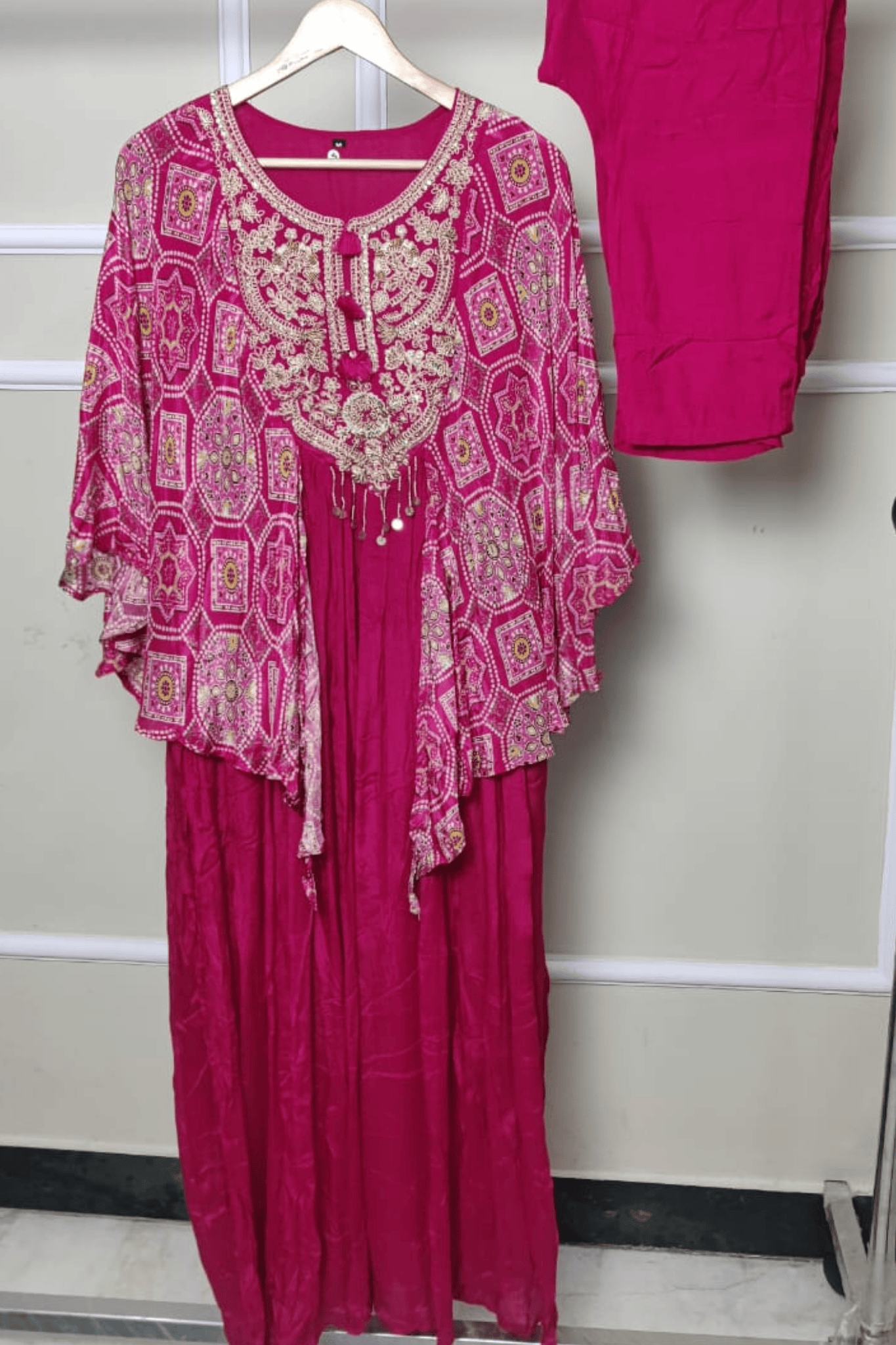 Bandhani long anarkali dress