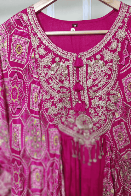 Bandhani long anarkali dress