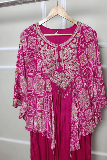 Bandhani long anarkali dress