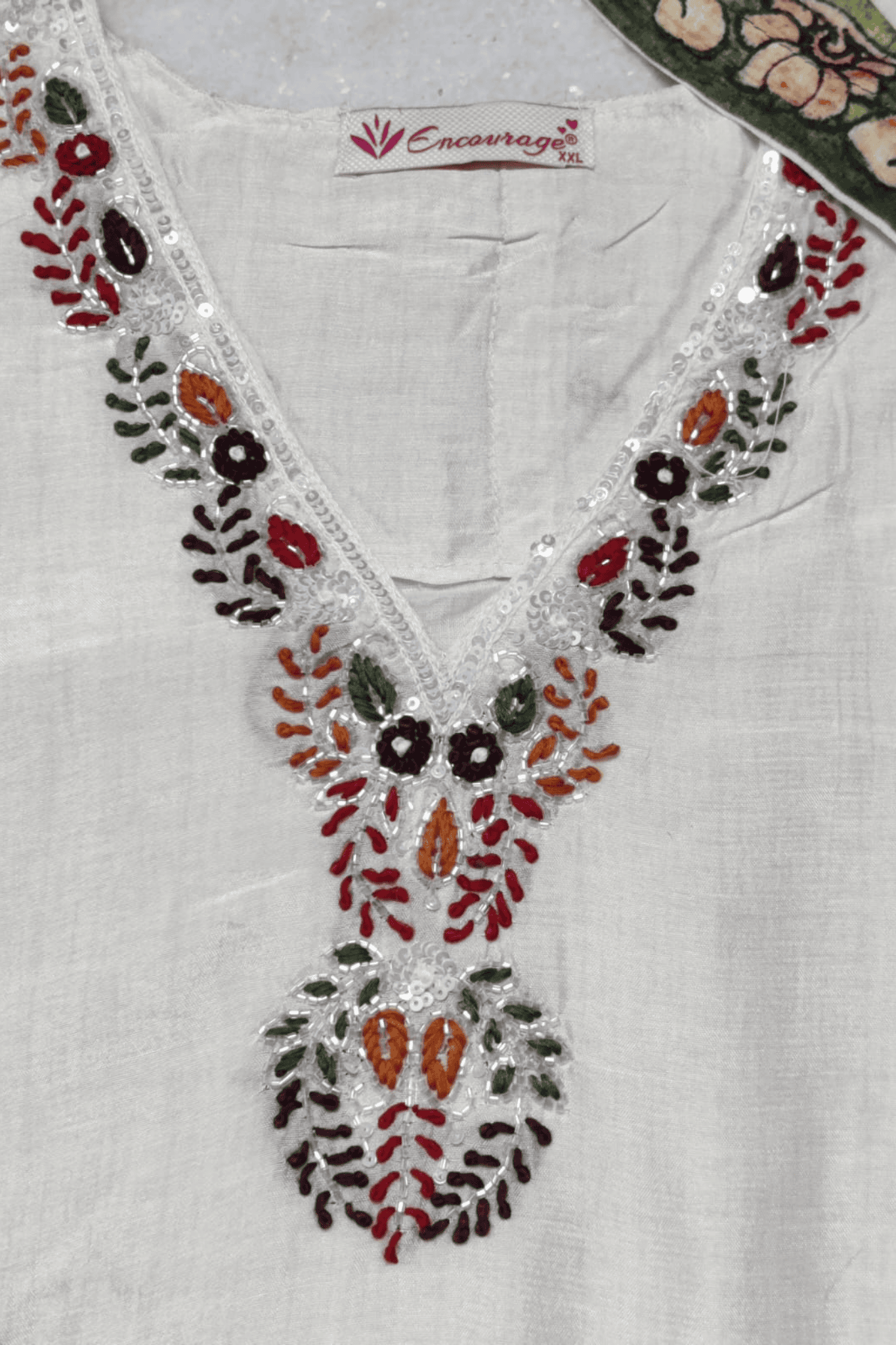 Ivory mix straight suit with hand painted