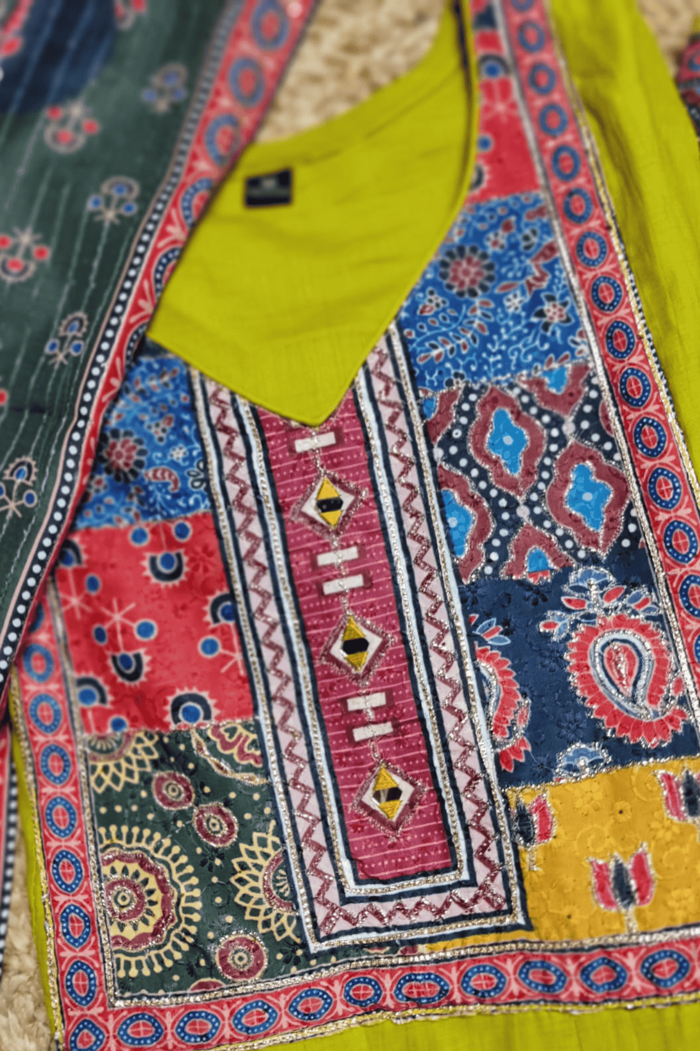 Parot Green A line Ajrak printed suit