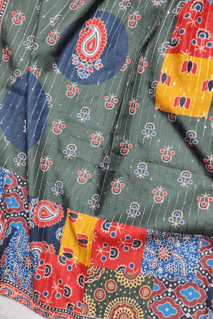 Parot Green A line Ajrak printed suit