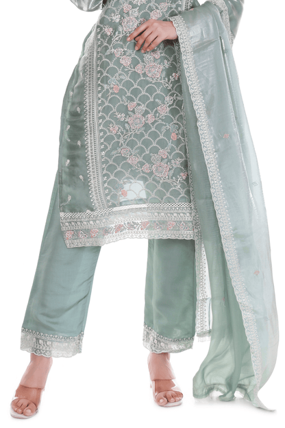 Tissue shimmer jackard seroski straight suit