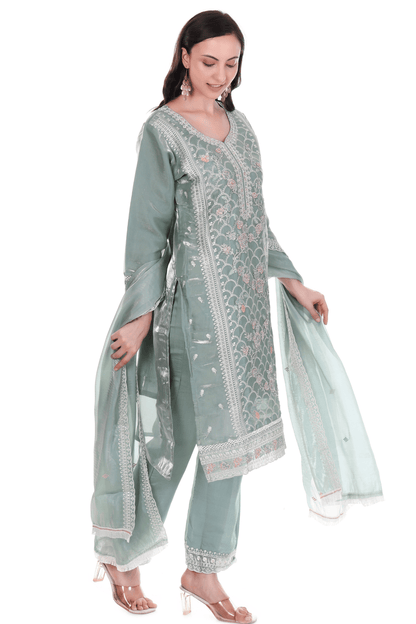 Tissue shimmer jackard seroski straight suit