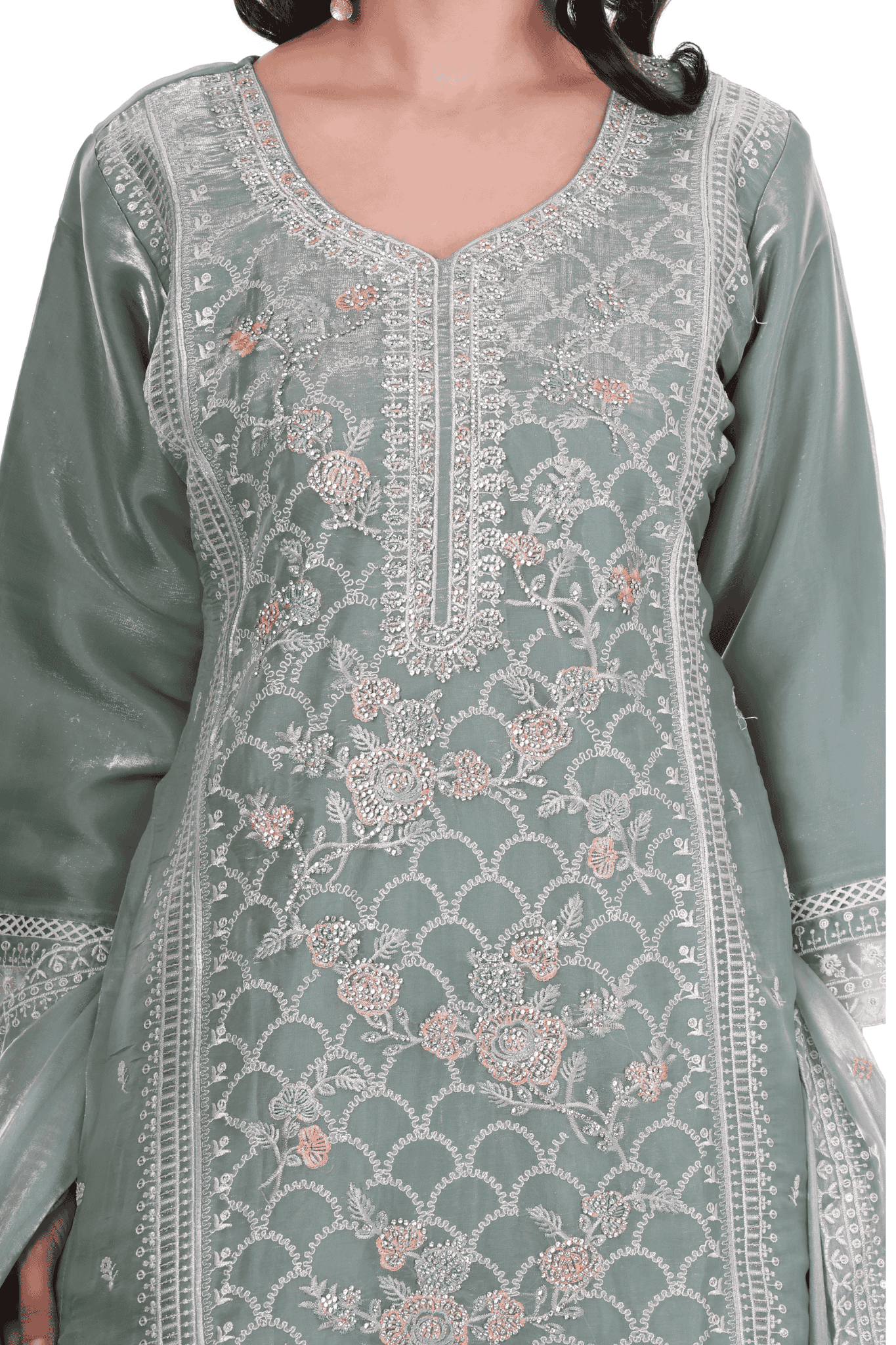 Tissue shimmer jackard seroski straight suit