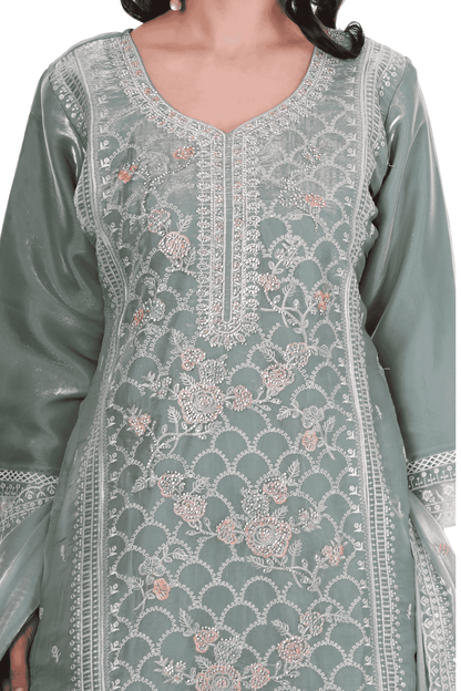 Tissue shimmer jackard seroski straight suit