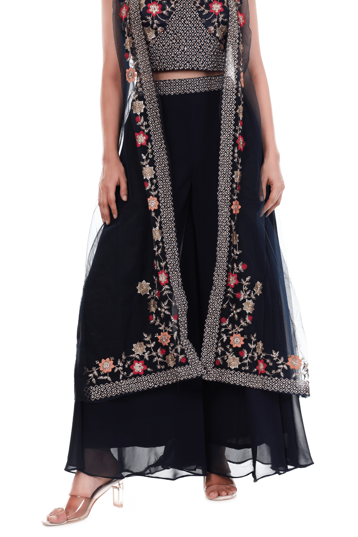 Royal Blue Plazo Cape set