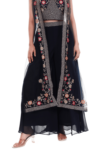 Royal Blue Plazo Cape set