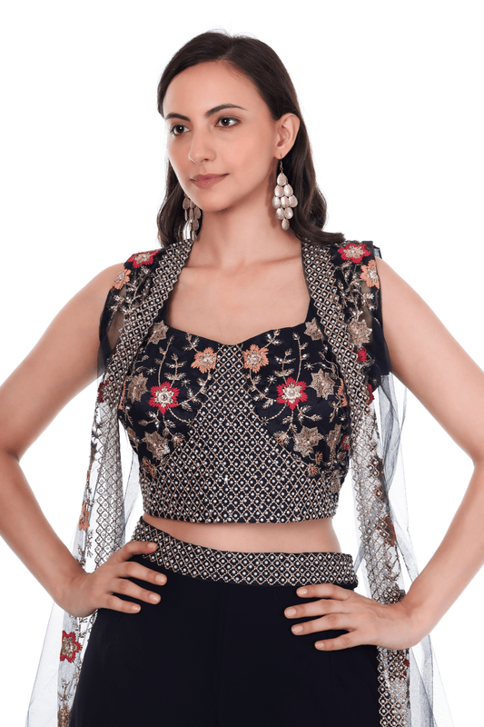 Royal Blue Plazo Cape set