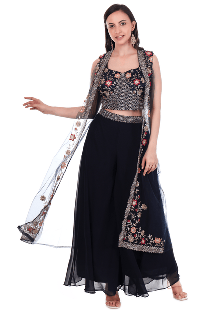 Royal Blue Plazo Cape set