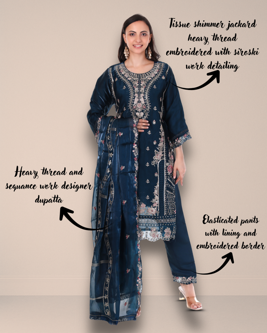Royal Blue siroski Pakistani suit