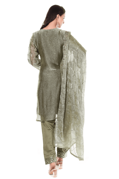 Mahndi Green Pakistani straight suit