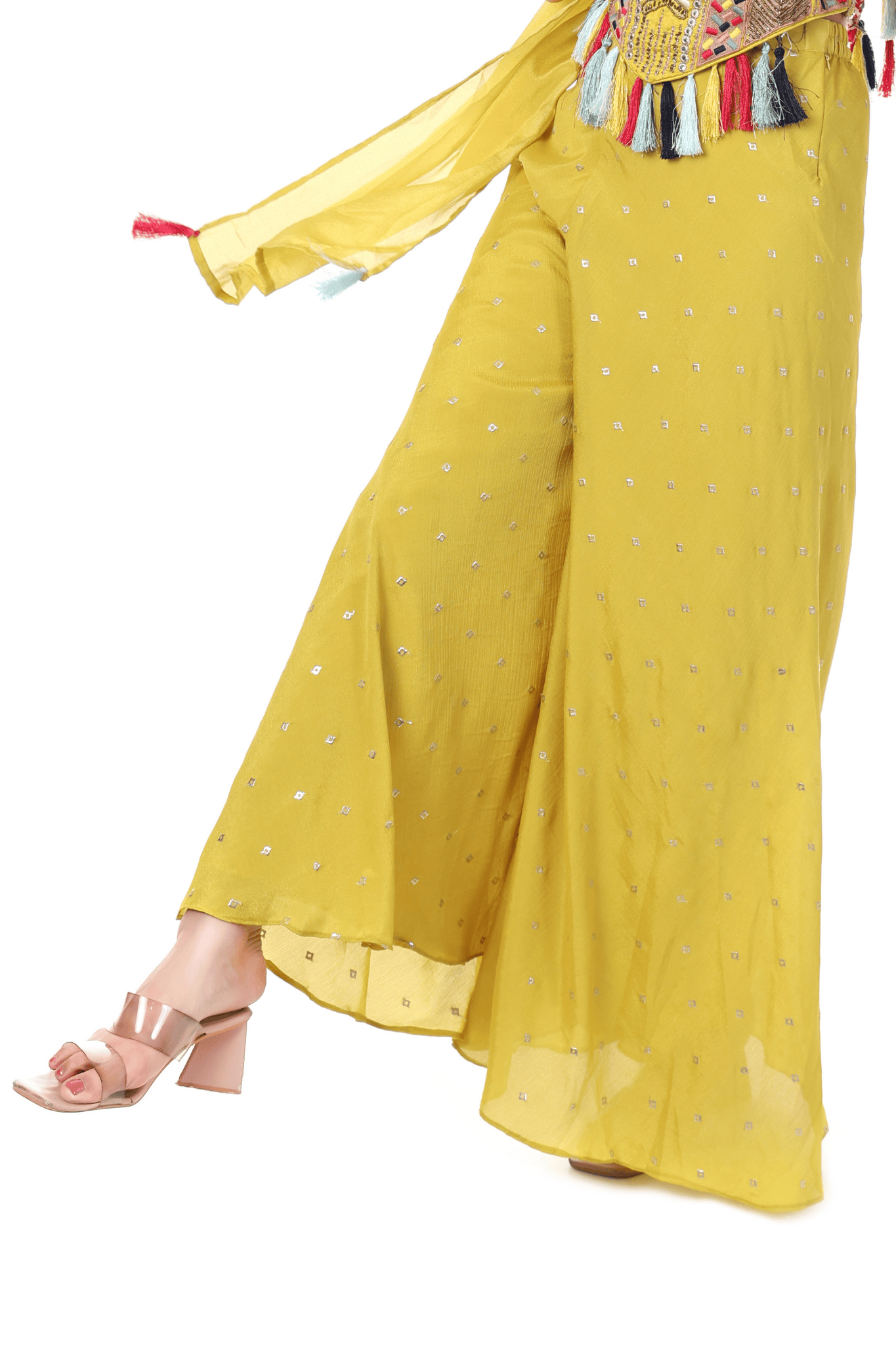 Yellow bohomian plazo set