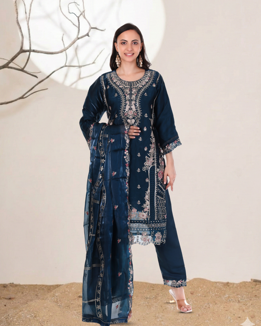 Royal Blue siroski Pakistani suit